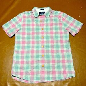 Even tide cotton linen large flannel pattern shirt